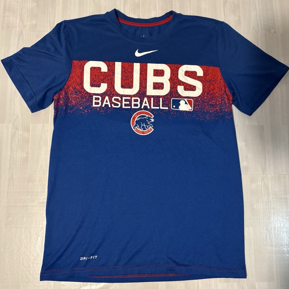 Chicago Cubs Shirt Men's Size S Blue Nike Dri Fit Athletic Cut MLB
